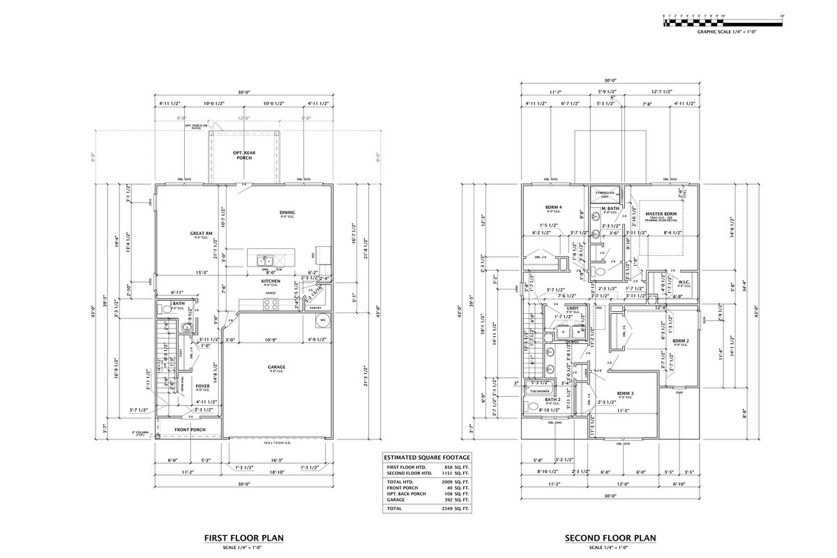 Portland first- and second-floor plan drawing
